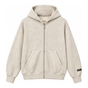 ESSENTIALS ZIP HOODIE HEATHER STONE - PREVENTA frente