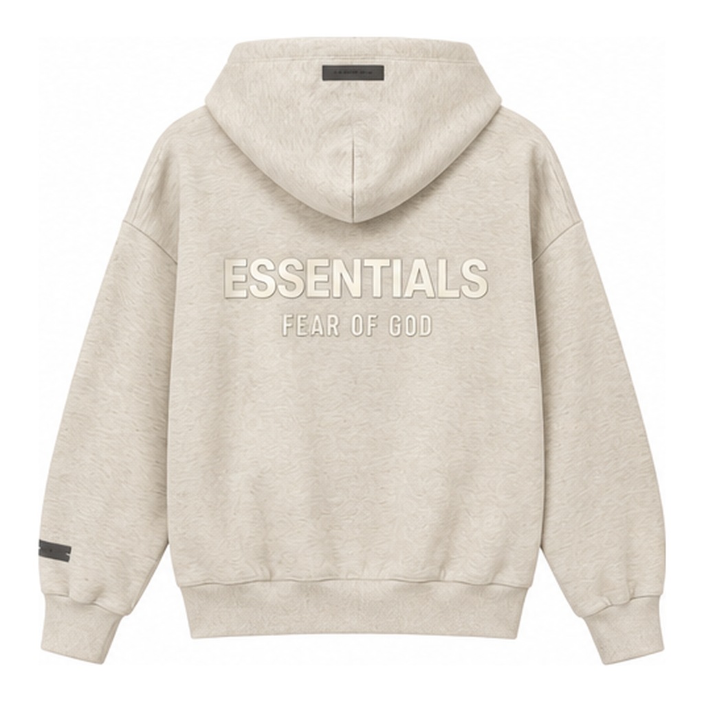 ESSENTIALS ZIP HOODIE HEATHER STONE - PREVENTA